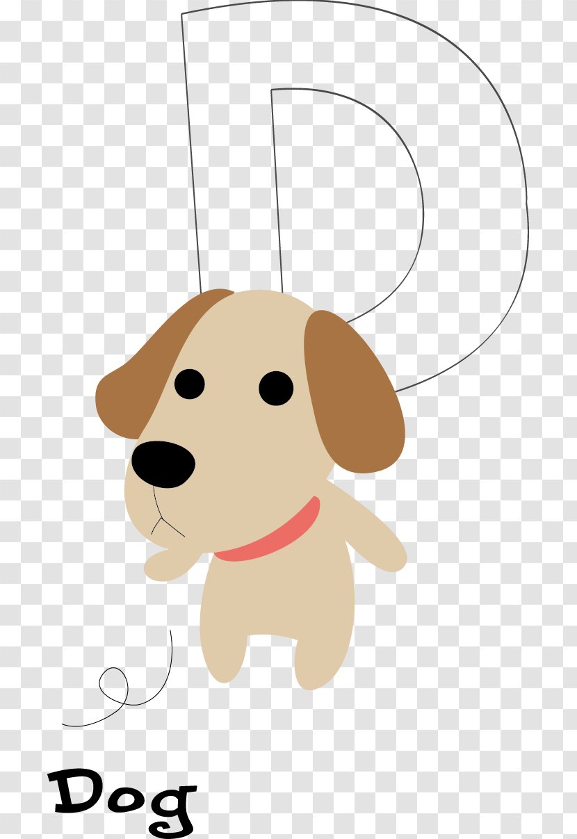 Puppy Dog Cartoon Illustration - Love - Letter D Hand Painted Transparent PNG