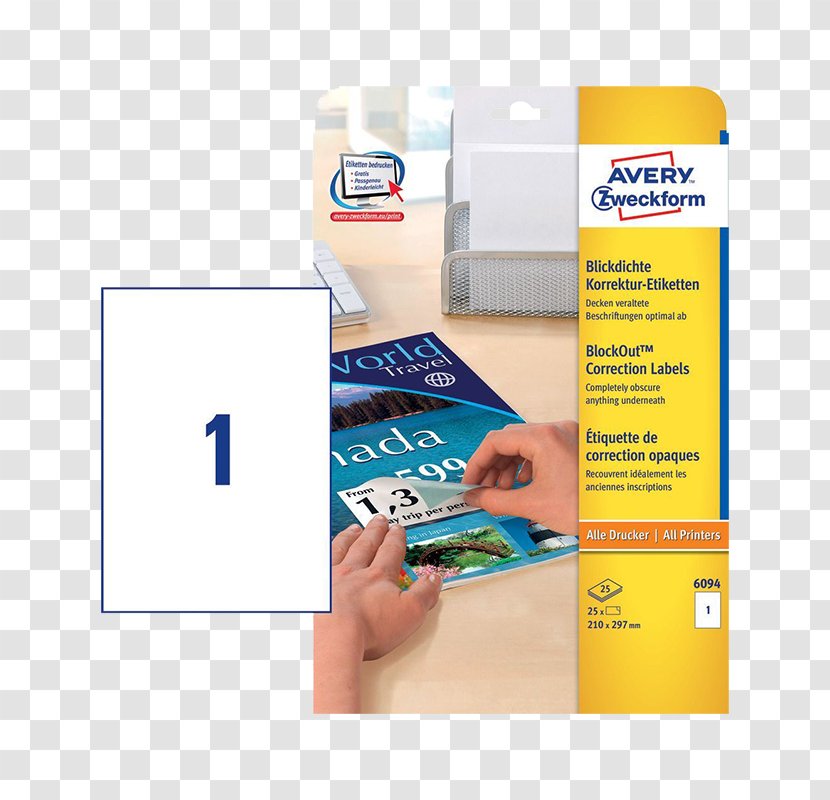 Paper Label Correction Tape Avery Dennison Zweckform - Etikett Transparent PNG