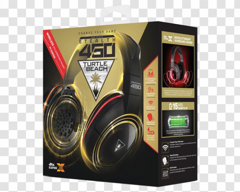 Headphones Turtle Beach Ear Force Stealth 450 Computer Keyboard Corporation Xbox 360 Wireless Headset - Electronic Device Transparent PNG