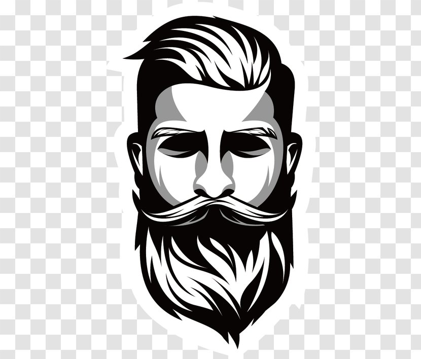 Face Facial Hair Head Beard Black-and-white - Fictional Character Stencil Transparent PNG