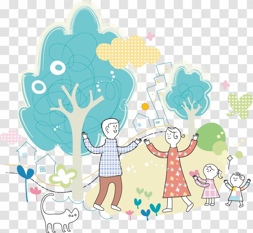 Cartoon Pixel Illustration - In The Family - Vector Painted Happy Transparent PNG