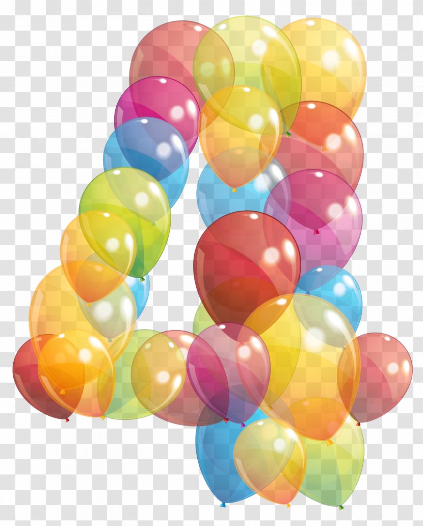 Number Balloon Clip Art - Transparent Four Of Balloons Clipart Image Transparent PNG