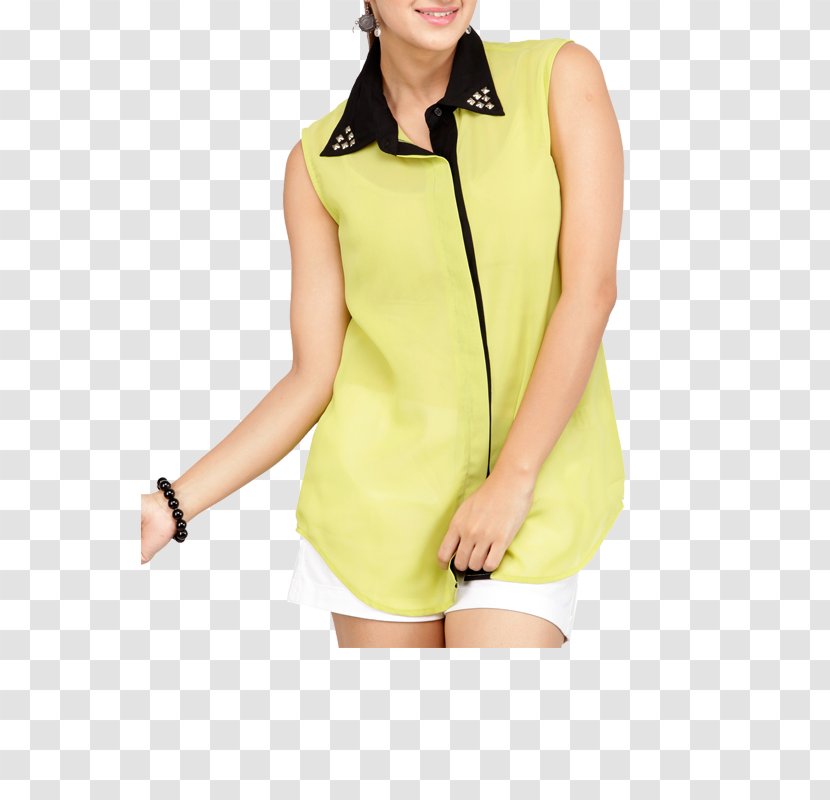 Neck Collar Sleeve Dress - Yellow Transparent PNG