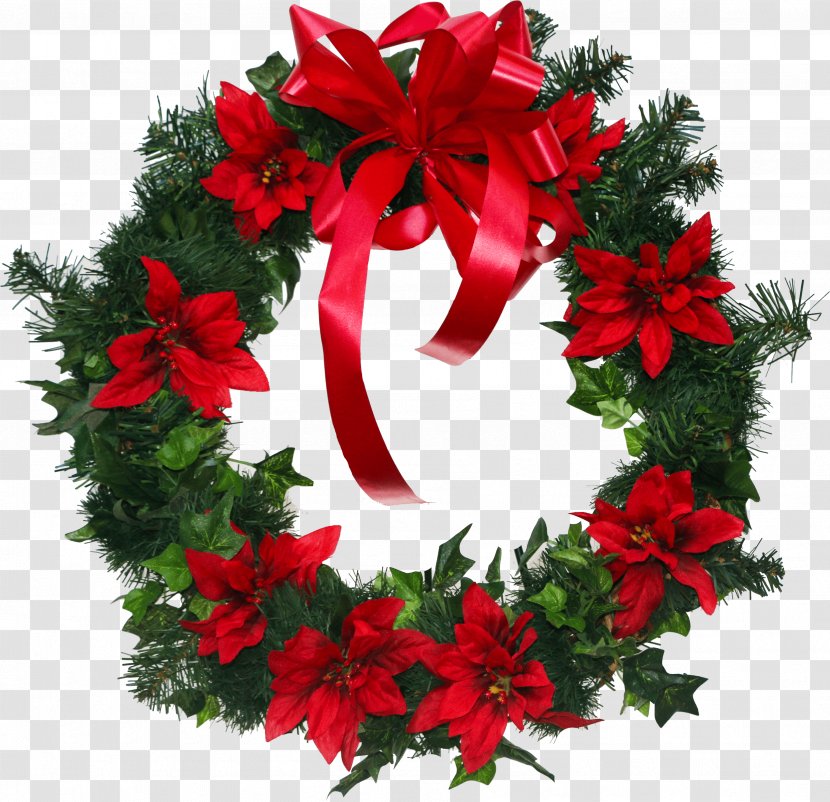 Wreath Poinsettia Cut Flowers Christmas - Personalization - Flower Transparent PNG