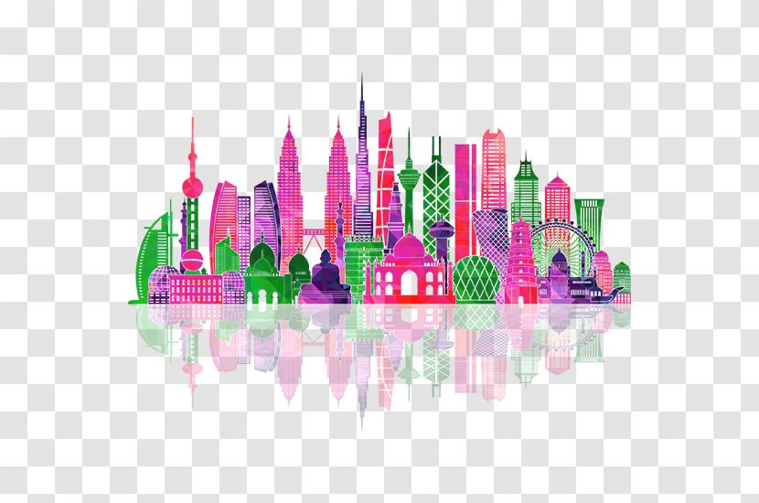 Asia Skyline Silhouette Illustration - City - Color Transparent PNG