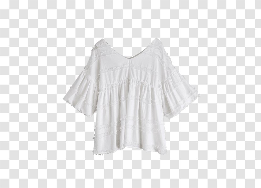 Blouse Shoulder Sleeve Dress Ruffle - Plain White Tennis Shoes For Women Transparent PNG