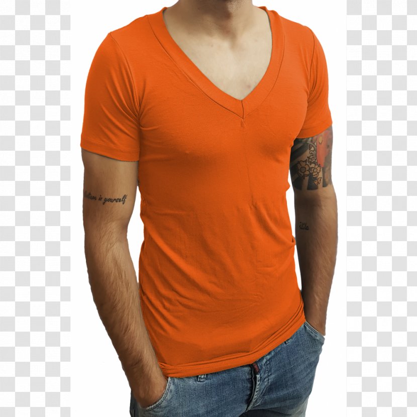 T-shirt Collar Fashion Sleeve Neck - Orange Transparent PNG