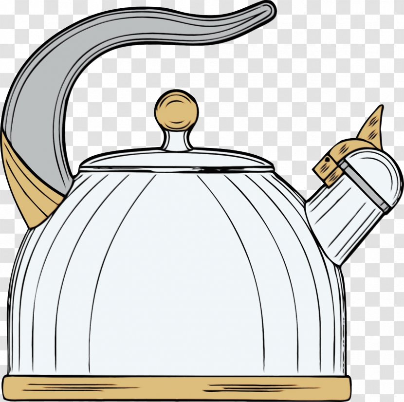 Kettle Teapot Clip Art Small Appliance Home - Wet Ink - Stovetop Transparent PNG