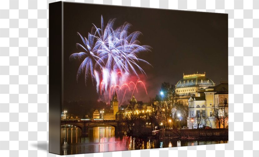 Prague Fireworks New Year's Eve Gallery Wrap - By Transparent PNG