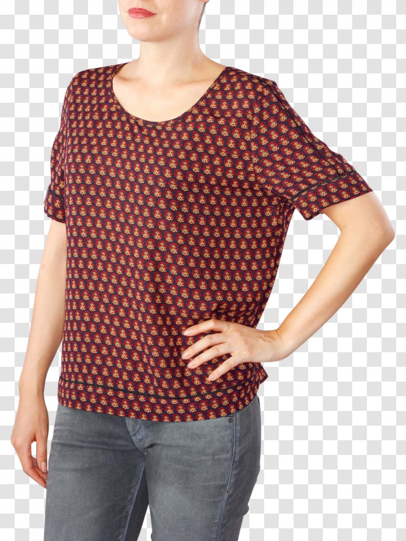 Sleeve Polka Dot T-shirt Shoulder Blouse - Neck Transparent PNG