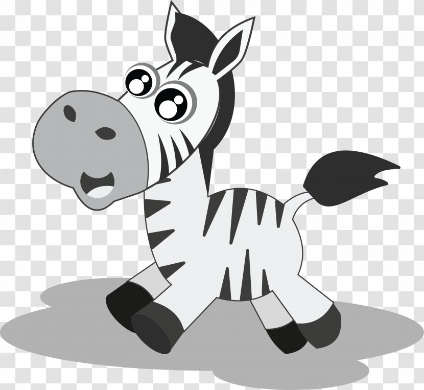 Cartoon Animal Black And White Drawing - Zebra Vector Transparent PNG