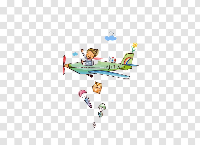 Airplane Flight Cartoon Illustration - Text Transparent PNG