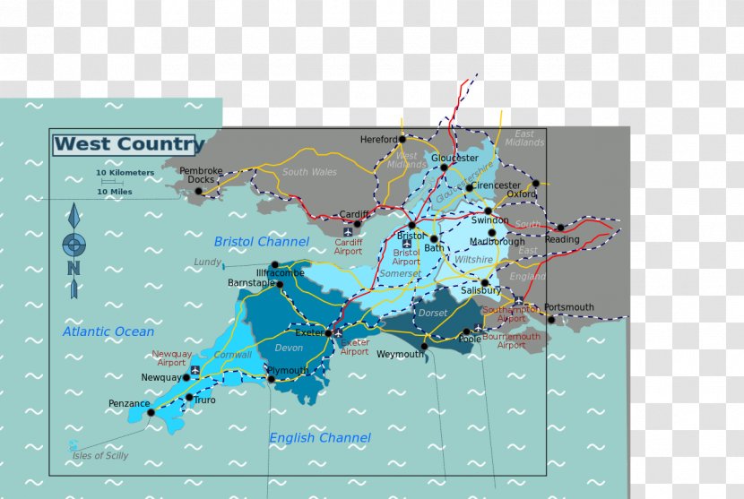 West Country Southern England South Guidebook Map - Water Resources - Asean Transparent PNG