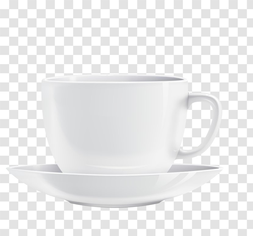 White Coffee Cup Mug - Saucer Transparent PNG