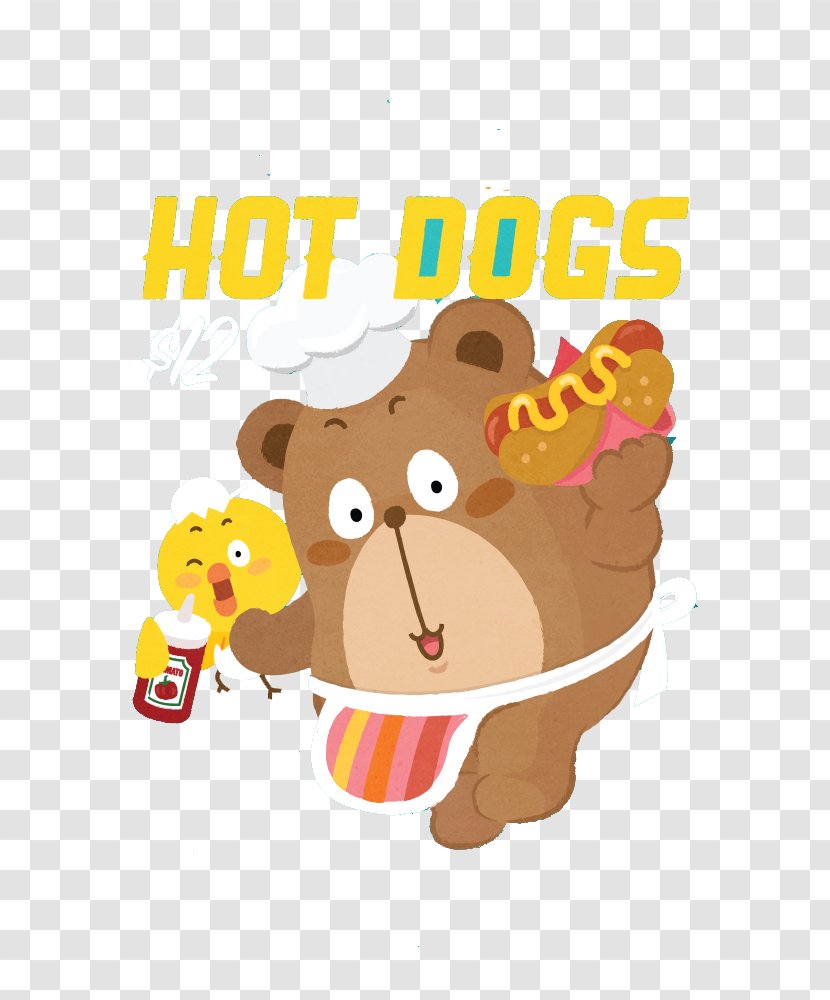Hot Dog Illustration - Heart - Bear Transparent PNG