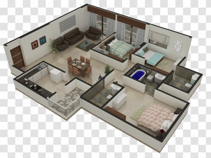 3D Floor Plan Architecture House - 3d Transparent PNG