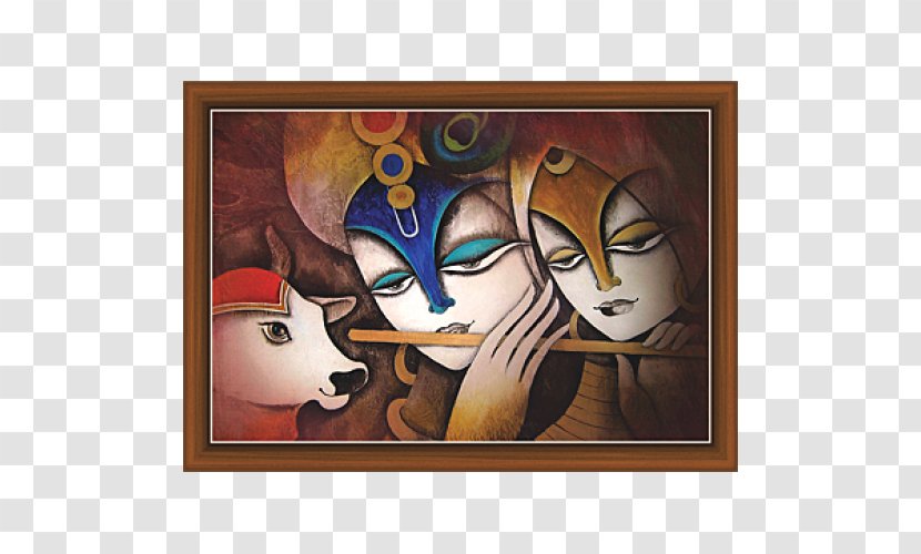 Radha Krishna Oil Painting Transparent PNG