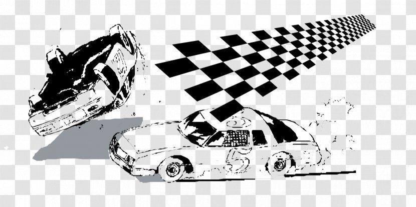 Auto Racing Flags Black And White - Artworks - Vector Pattern Flag Transparent PNG