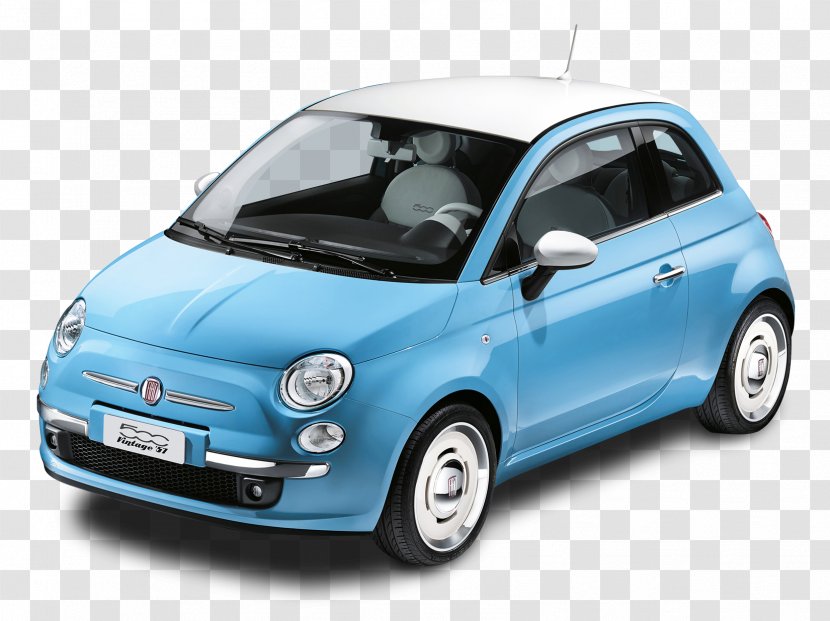 Fiat 500C Geneva Motor Show Car - Vintage Clothing - Blue 500 57 Transparent PNG