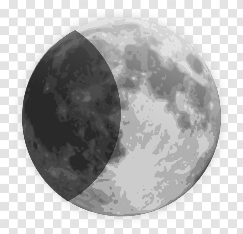 Lunar Phase Full Moon Clip Art - Monochrome Photography - Half Transparent PNG