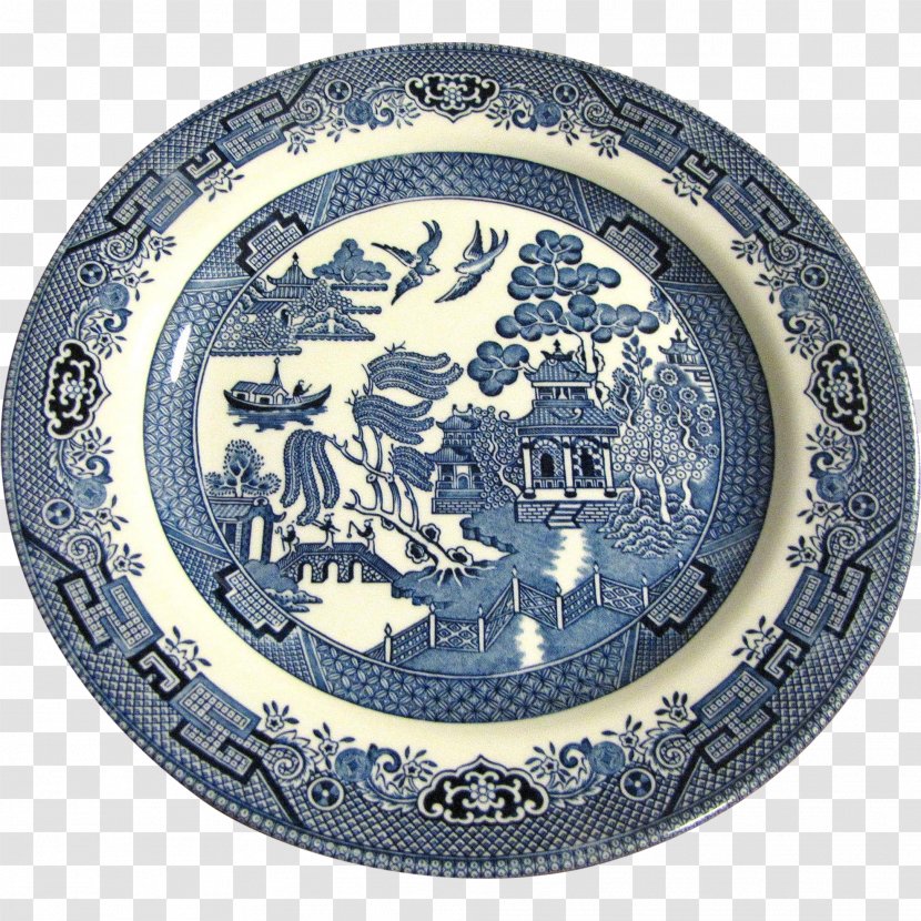 Willow Pattern Plate Johnson Brothers Tableware Churchill China - Transferware Transparent PNG