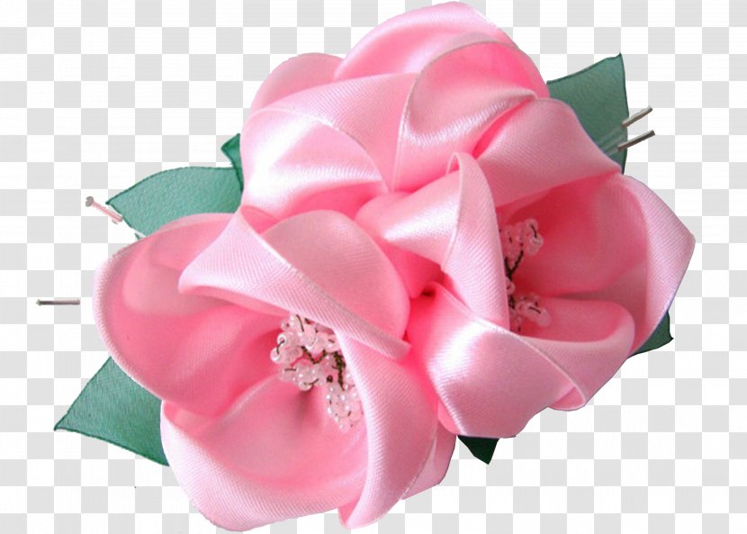 Garden Roses Ribbon Flower Embroidery Petal - Pink - Bonnet Transparent PNG
