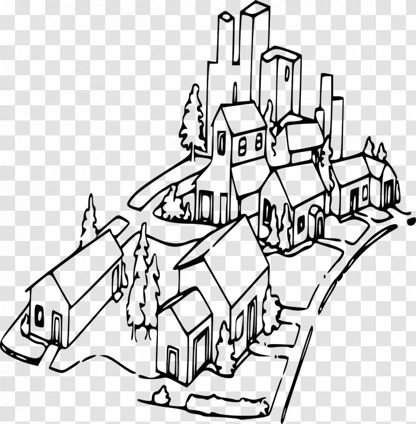 Neighbourhood Suburb Clip Art - Artwork - Village Transparent PNG