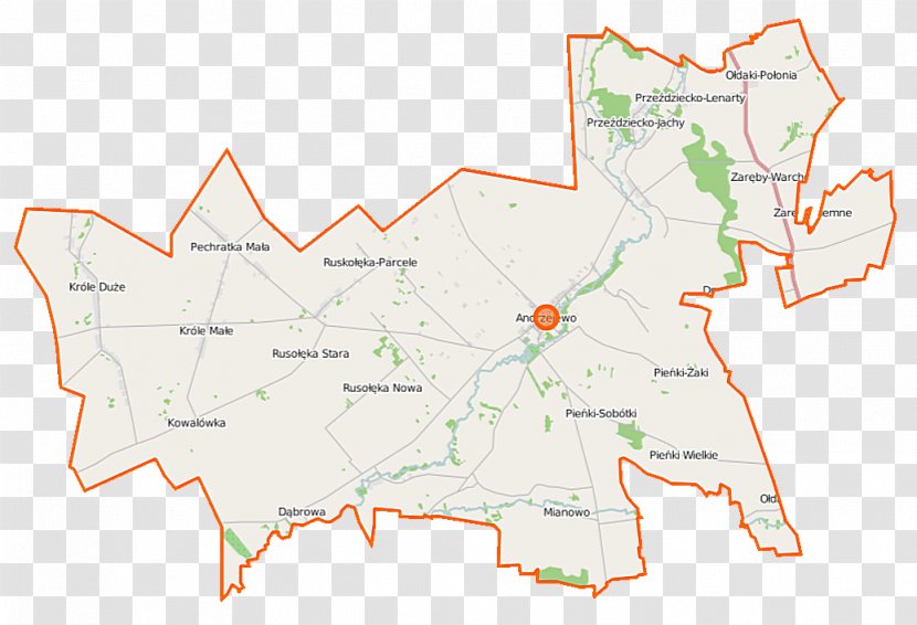 Zaręby-Warchoły Przeździecko-Grzymki Mianowo, Ostrów Mazowiecka County Ruskołęka-Parcele Andrzejewo, Masovian Voivodeship - Area - Map Transparent PNG