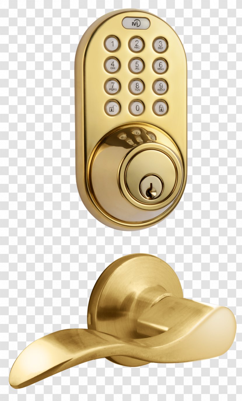 Dead Bolt Electronic Lock Door Handle Keypad - Bronze - Brass Transparent PNG