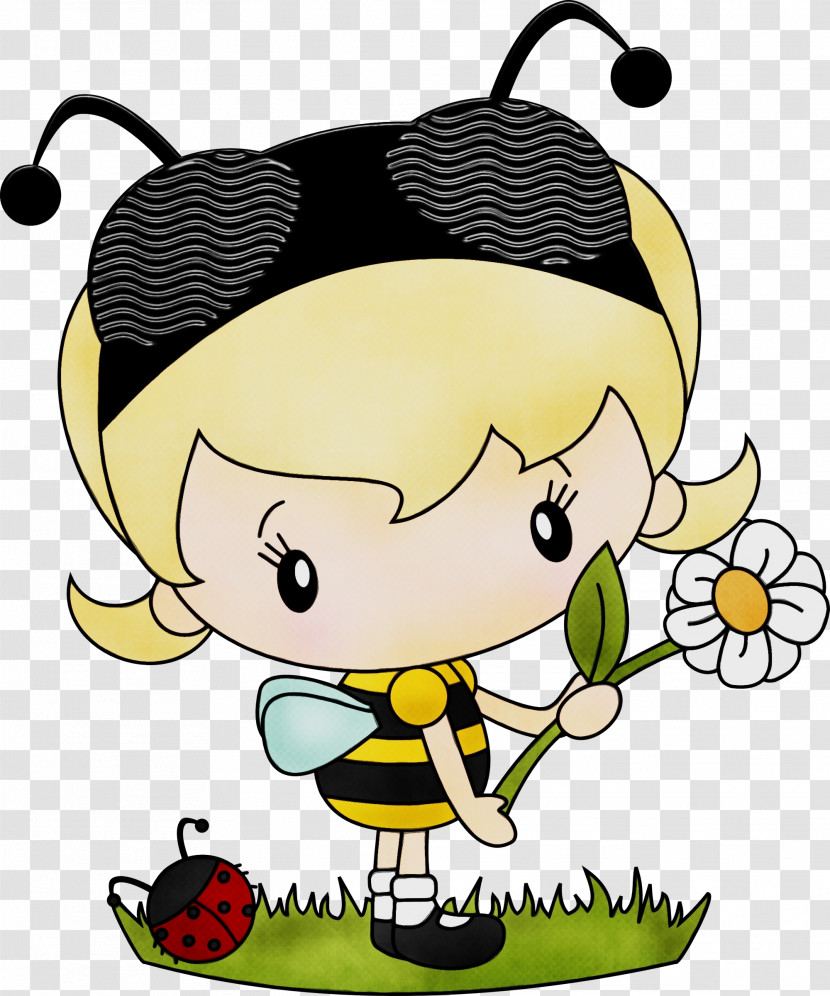 Insects Pollinator Cartoon Plant Yellow Transparent PNG