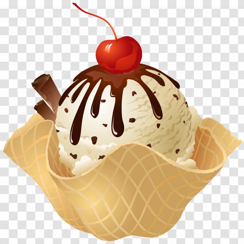 Ice Cream Cone Chocolate - Food - Transparent Vanilla Waffle Basket Picture Transparent PNG