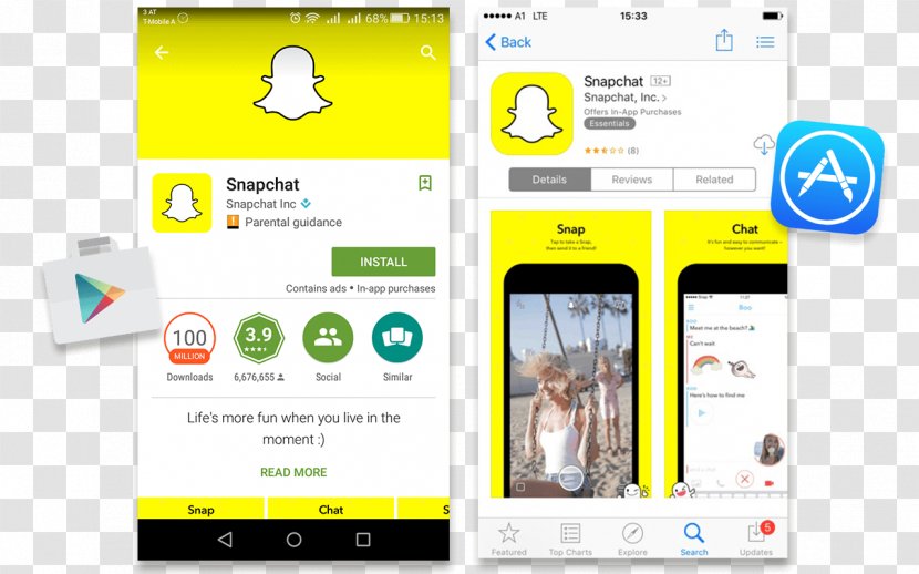 Google Play Apple App Store - Screenshot - Snapchat Transparent PNG