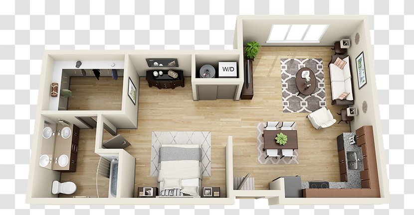 Floor Plan Studio Apartment House Bedroom - Bathroom - Living Room Top View Transparent PNG