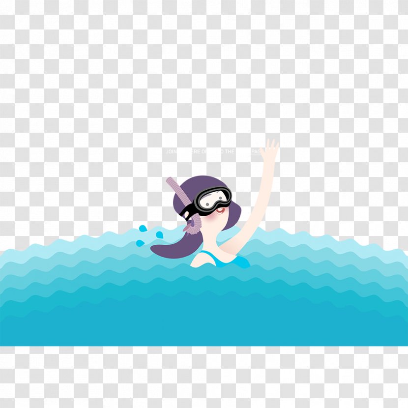 Blue Cartoon Illustration - Sky - Swimming In The Water Transparent PNG