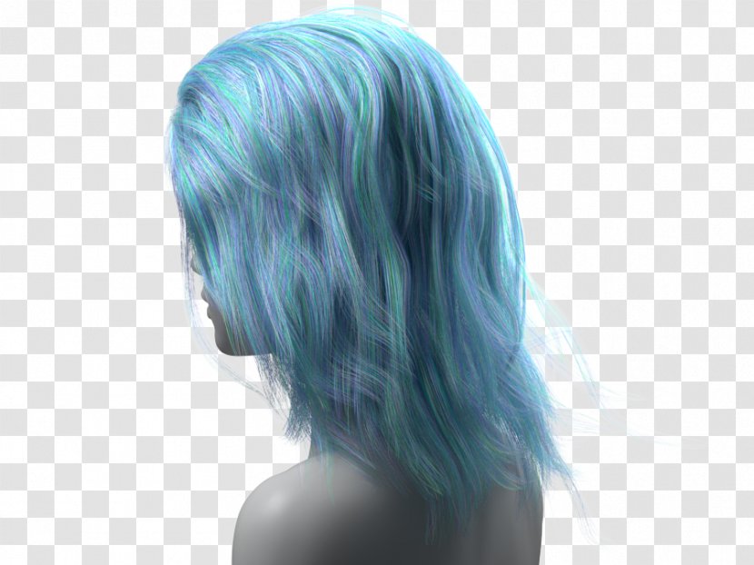 Black Hair Wig V-Ray Blue - Autodesk Maya Transparent PNG