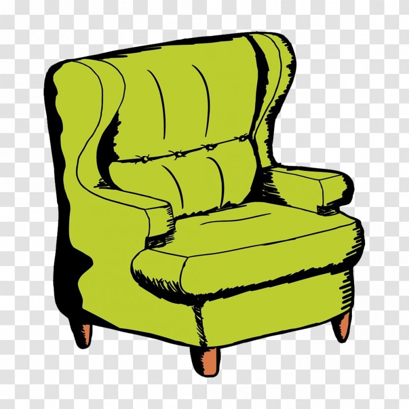 Couch Chair Cartoon Drawing - Hand Painted Sofa Transparent PNG