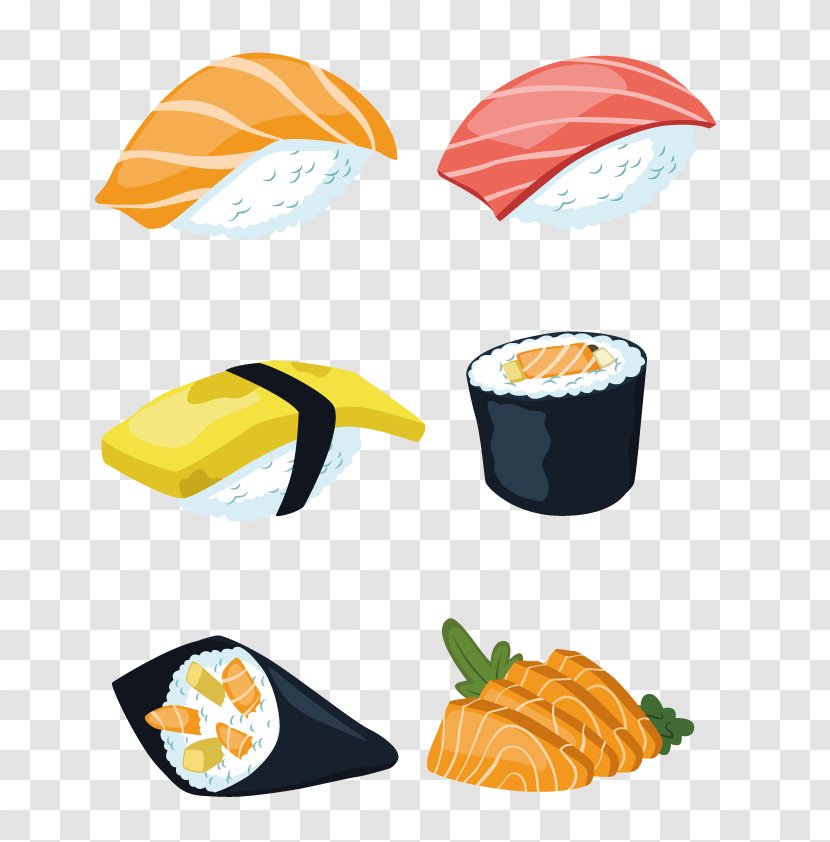 Sushi Japanese Cuisine Sashimi Salmon - Sticker - Vector Transparent PNG
