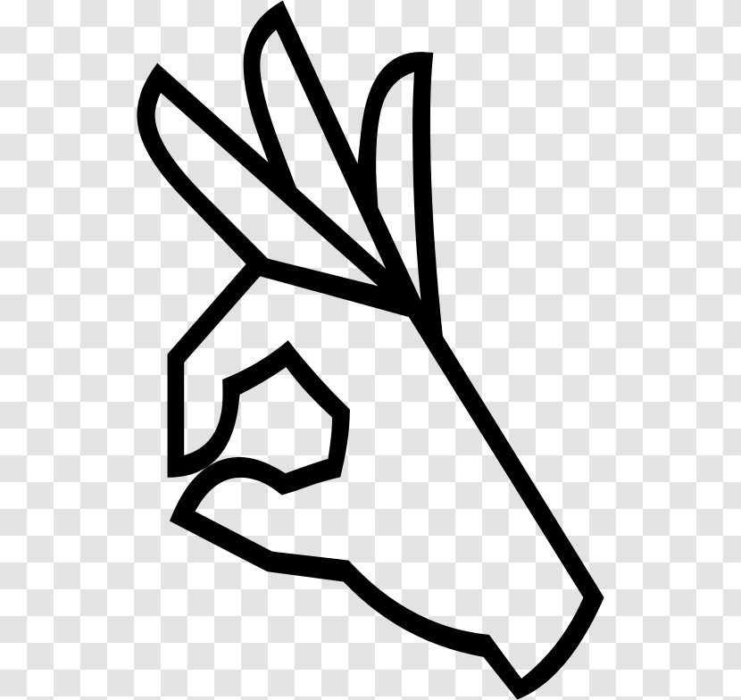 OK Thumb Signal Hand Clip Art - Monochrome - Sign Transparent PNG