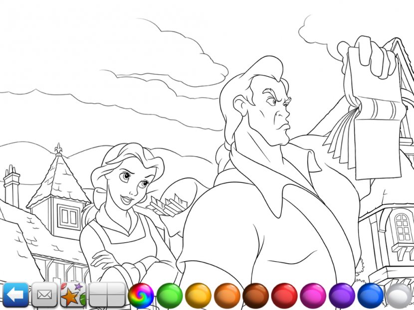 Beauty And The Beast Belle Coloring Book - Watercolor - Ipad Pages Transparent PNG