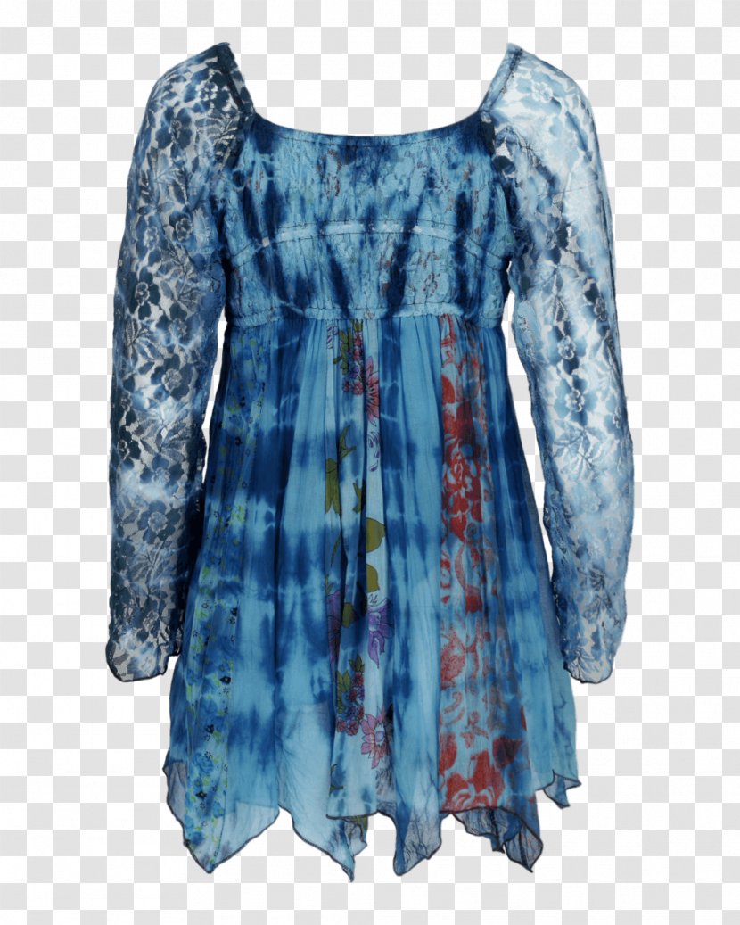 Shoulder Sleeve Blouse Dress - Blue Transparent PNG
