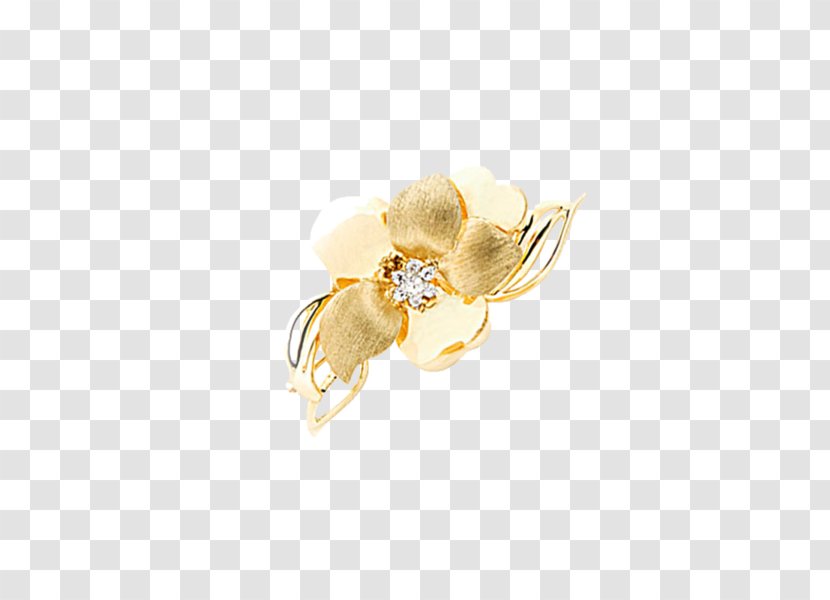 Brooch Gold Flower Cartier Jewellery - Amelie Transparent PNG