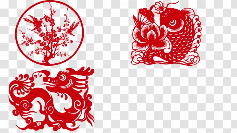 China Papercutting Chinese Paper Cutting Dragon - Silhouette - Cut,Grilles,new Year,Chinese New Year Transparent PNG
