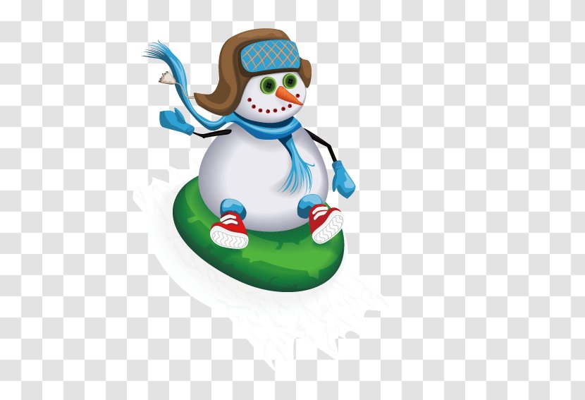 Snowman Winter Holidays Fun Christmas - Ornament - Sitting On Green Cushion Transparent PNG