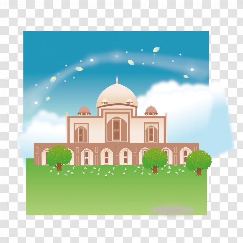 Taj Mahal Cartoon Illustration - Architecture - Blue Sky Under The Mosque Transparent PNG