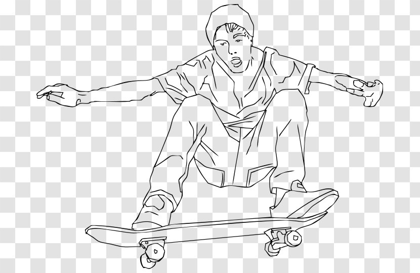 Ollie Skateboarding Clip Art - Black And White - Skateboard Transparent PNG