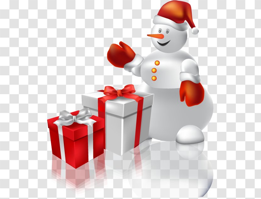 Christmas Gift Clip Art - Vector Snowman Transparent PNG