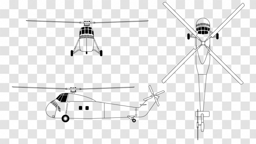 Sikorsky H-34 H-19 Chickasaw Helicopter Rotor Aircraft - Monochrome Transparent PNG