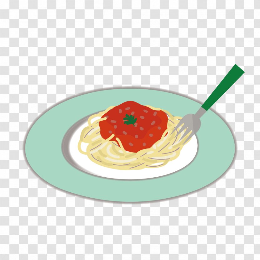 Plate Spaghetti Dish Recipe Fork - Garnish - Pasta Noodles Transparent PNG