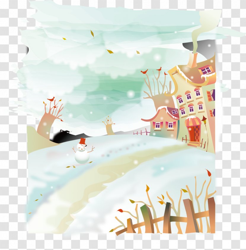 Snow Winter Watercolor Painting - Aoxue Vector Material Transparent PNG