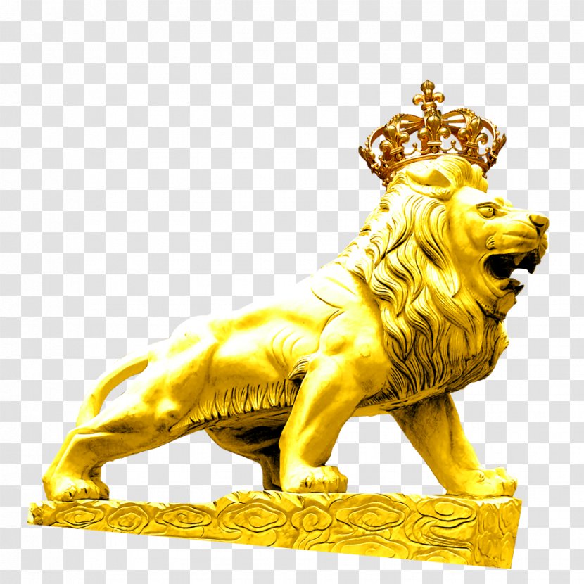 Lion Sculpture - Gold - Material Transparent PNG
